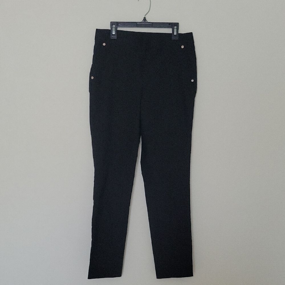 Anne Klein Black Slim Pull-On Ankle Pants Modest Minimalist Size S